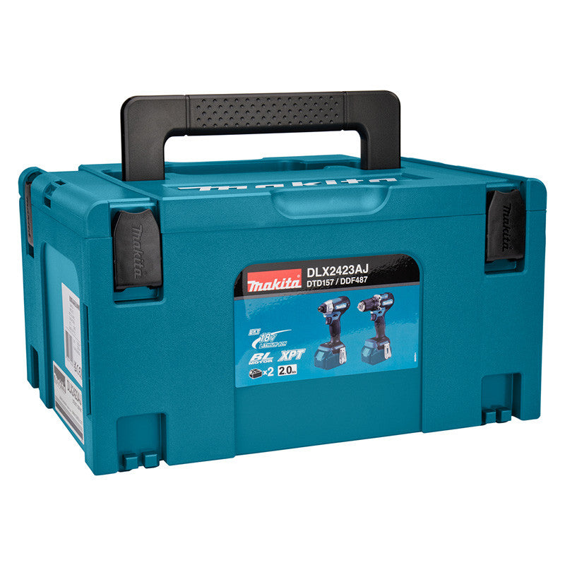 Pack 2 outils MKT DLX2423AJ - 18V avec Perceuse DDF487 + Visseuse à chocs DTD157 + 2 batteries 2Ah + chargeur