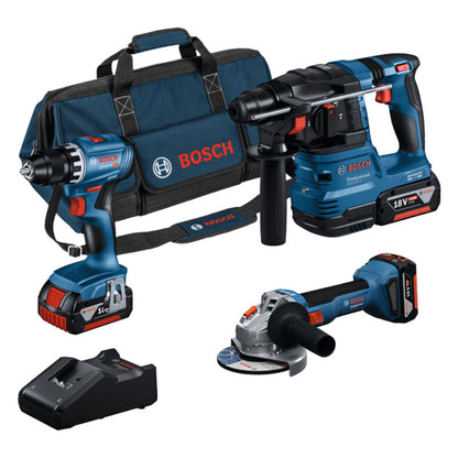 Pack 3 outils BSH 18V : Perceuse-Visseuse GSR + Meuleuse angulaire GWS + Perforateur SDS Plus GBH + Batterie ProCORE18V 3x4,0Ah + Chargeur GAL 1880  SAC (C)