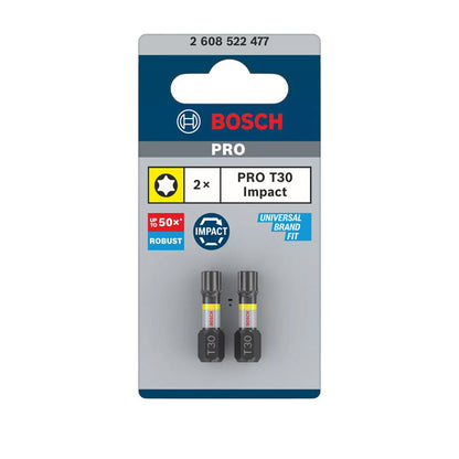 Embouts 6 pans T30 BOSCH Impact Control 25 mm - 2 pièces