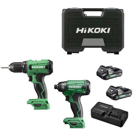 Pack 2 outils HKI Perceuse + visseuse à choc 18V KCRT03 (DS18DA + WH18DA + 2 x 2Ah + UC18YKSLW0Z)