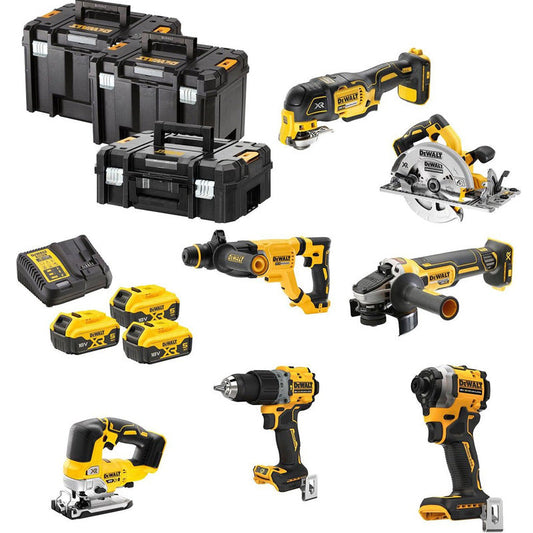 Kit 7 outils XR 18V - DEWALT - avec 3 batteries 18V 5,0 Ah - chargeur - 3 T-Stack - DCK706P3T-QW