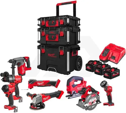 Milwaukee M18 FPP8E-553P Kit combiné 18 V, 8 pièces (3 batteries de 5,5 Ah)