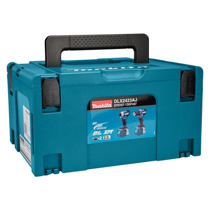 Pack 2 outils MKT DLX2423AJ - 18V avec Perceuse DDF487 + Visseuse à chocs DTD157 + 2 batteries 2Ah + chargeur