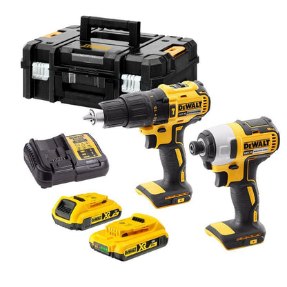 Pack 2 outils DWT DCK2060D2T-QW : Perceuse visseuse à percussion et visseuse à choc 18V Li-Ion avec coffret et 2 batteries 2,0 Ah